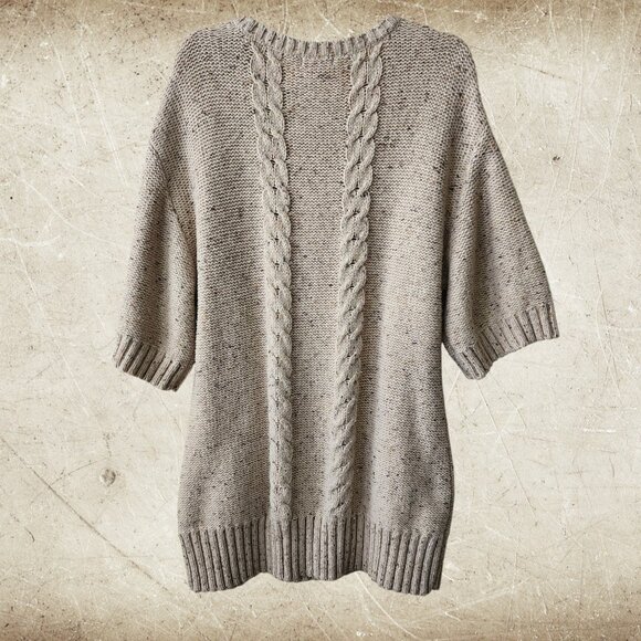 a.n.a Cable-Knit Oatmeal-Marled Deep V-Neck Sweater Size 1X - Picture 4 of 5